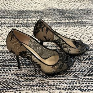 Authentic JIMMY CHOO London lace open toe heel